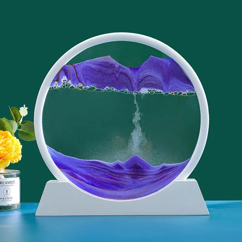 3D Moving Sand Art Picture Round Glass Deep Sea Sandscape Hourglass