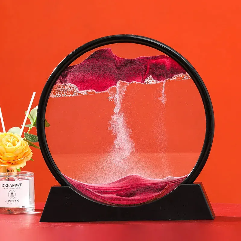 3D Moving Sand Art Picture Round Glass Deep Sea Sandscape Hourglass