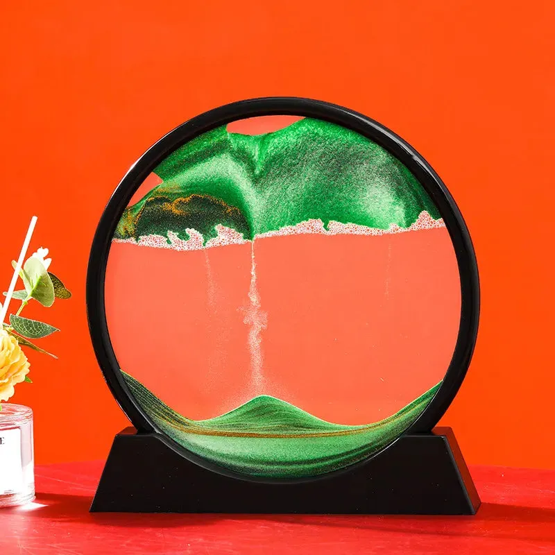 3D Moving Sand Art Picture Round Glass Deep Sea Sandscape Hourglass