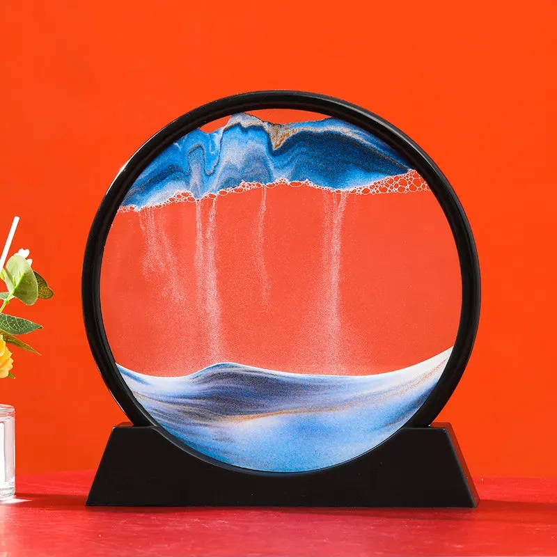 3D Moving Sand Art Picture Round Glass Deep Sea Sandscape Hourglass