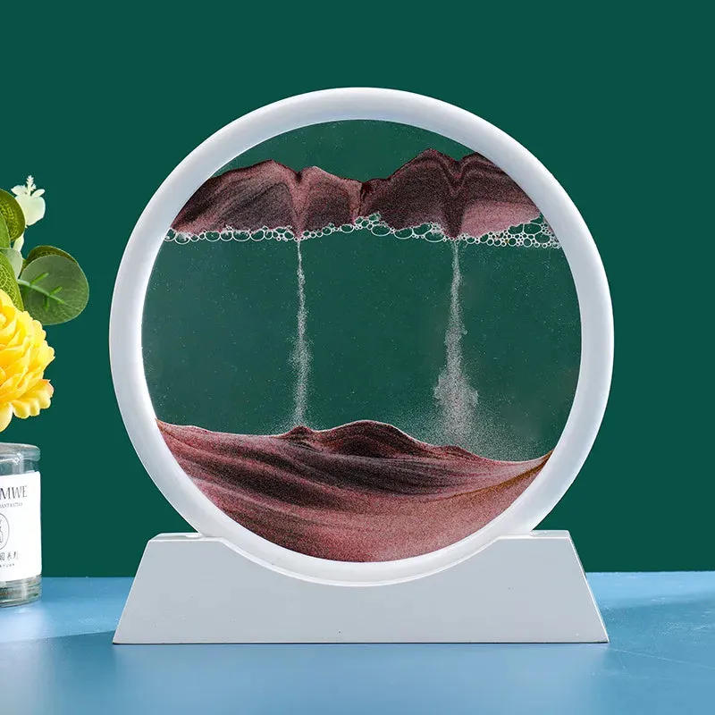 3D Moving Sand Art Picture Round Glass Deep Sea Sandscape Hourglass