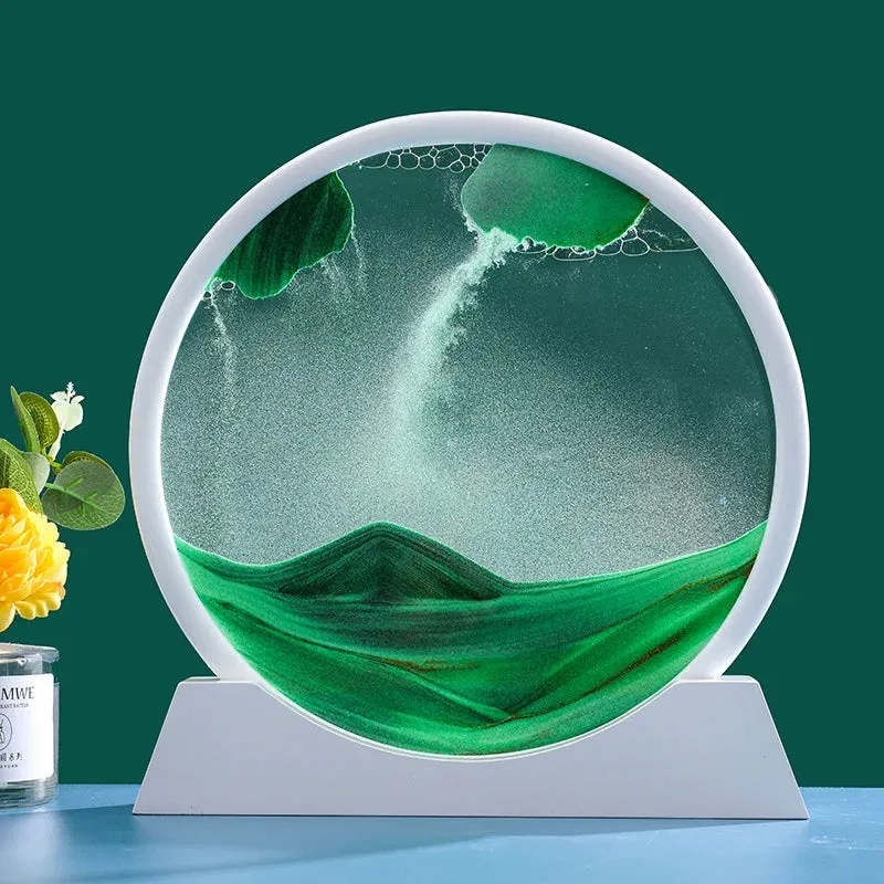3D Moving Sand Art Picture Round Glass Deep Sea Sandscape Hourglass
