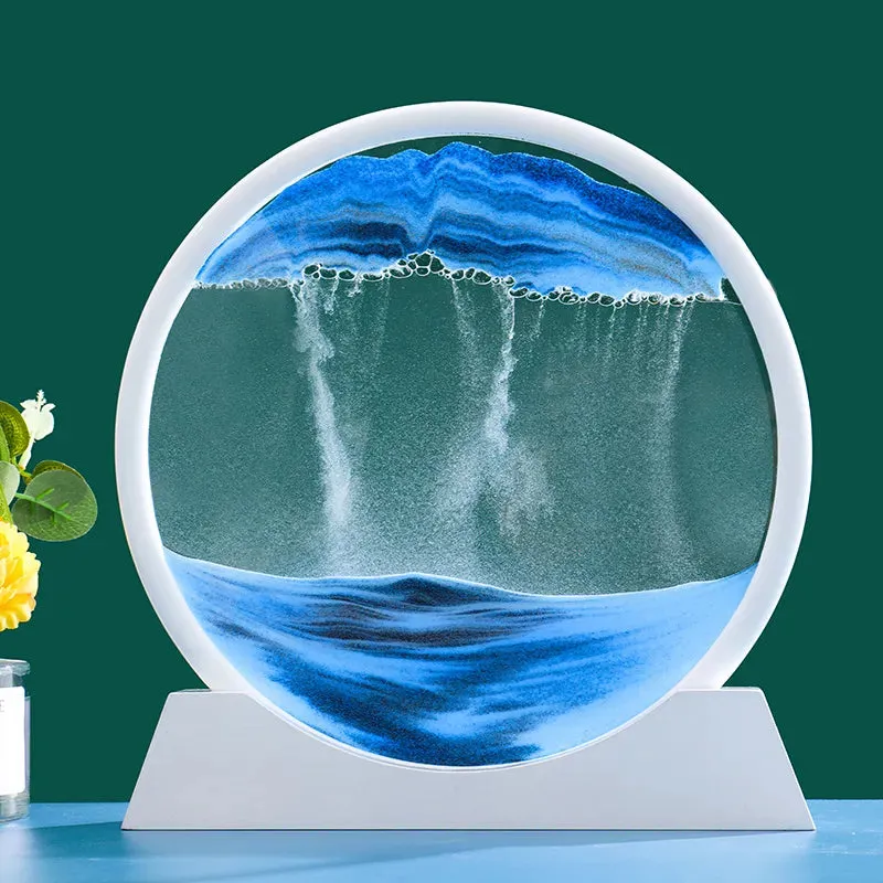 3D Moving Sand Art Picture Round Glass Deep Sea Sandscape Hourglass