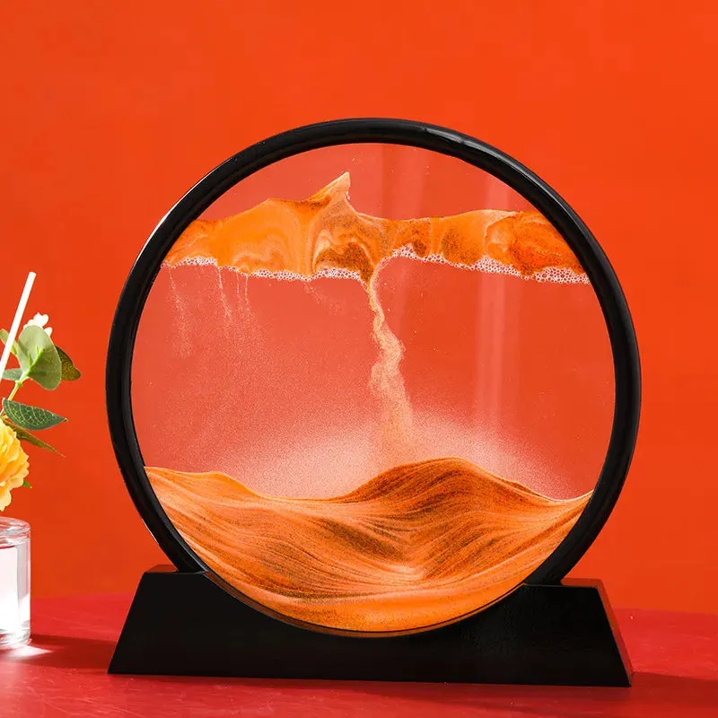 3D Moving Sand Art Picture Round Glass Deep Sea Sandscape Hourglass