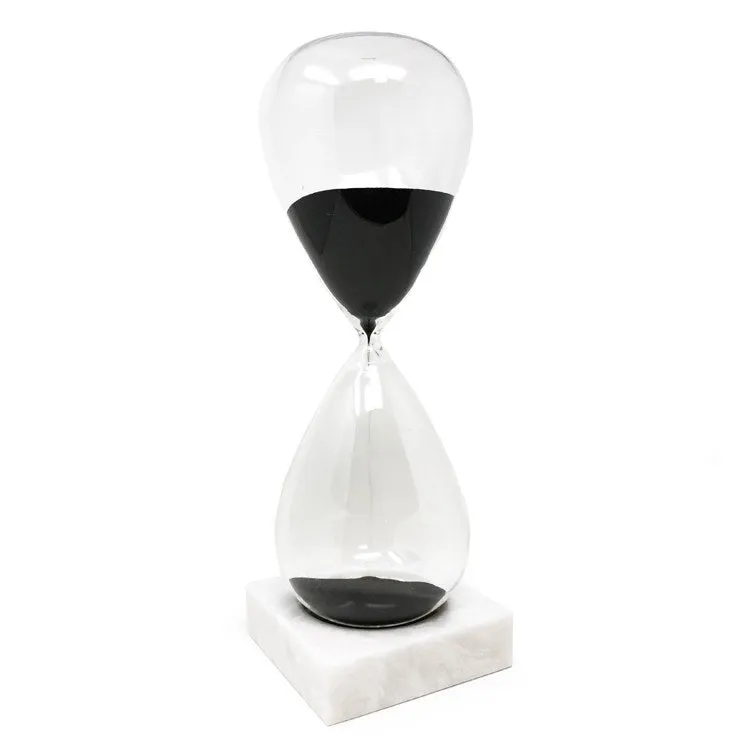 90-Minute Hourglass Sand Timer on Marble Base with Black Sand