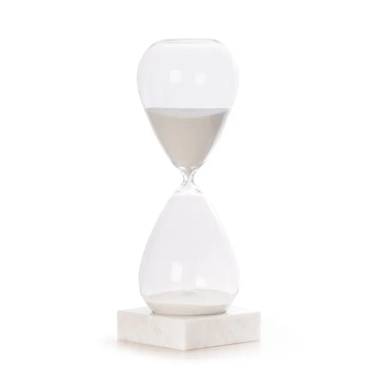 90-Minute Hourglass Sand Timer on Marble Base with White Sand