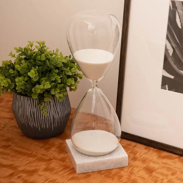 90-Minute Hourglass Sand Timer on Marble Base with White Sand