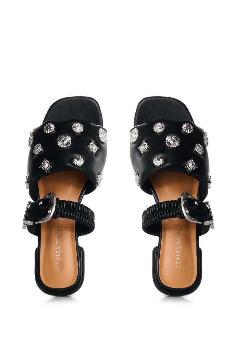 AZALEA WANG CLARABELLE SILVER CHARM SANDAL