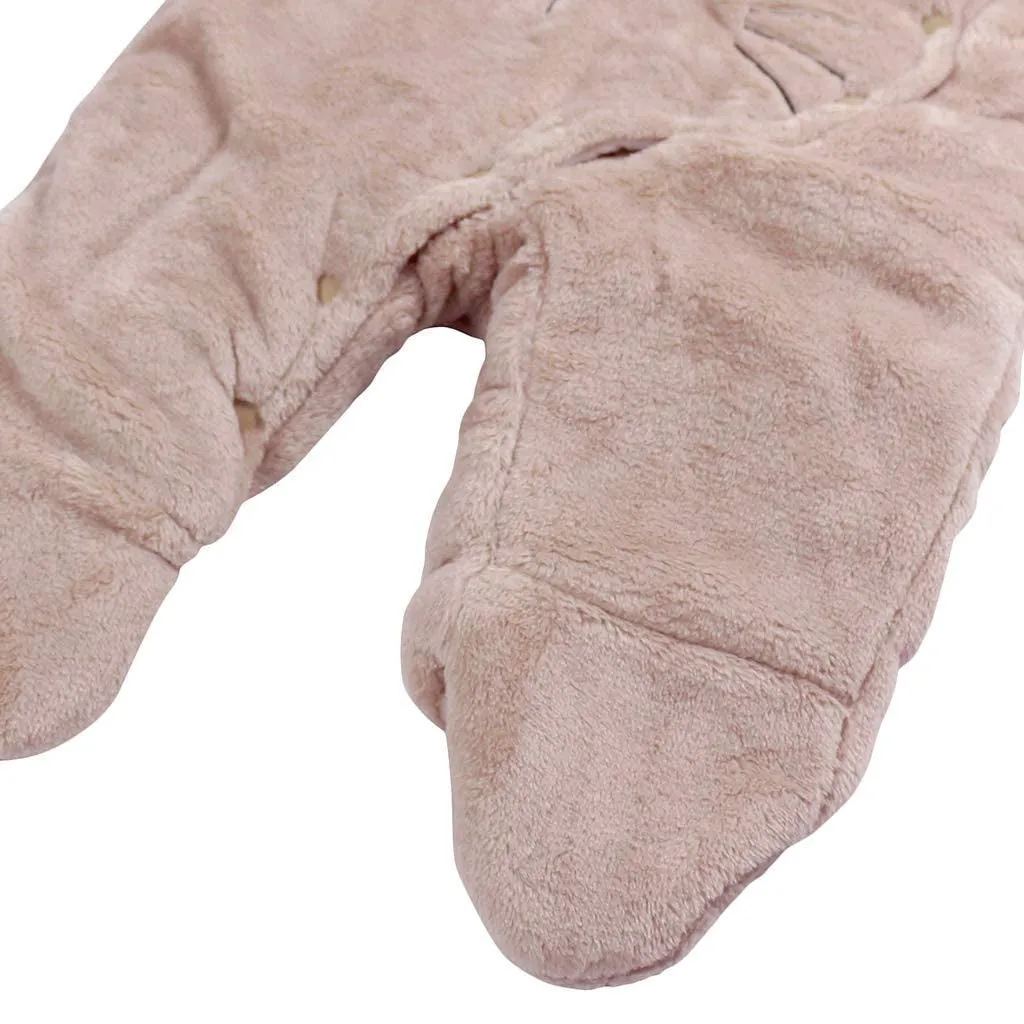 Baby winter outdoor romper cuddly overall flannel romper suit with press studs (0-3 months) - Beige