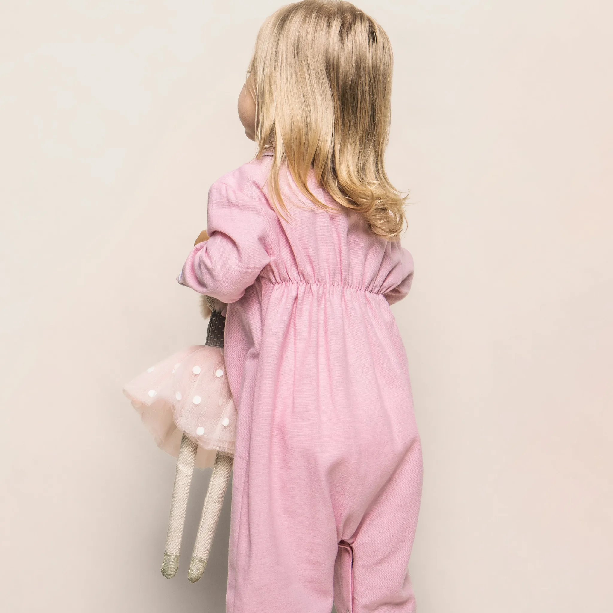 Baby's Flannel Cambridge Romper in Pink