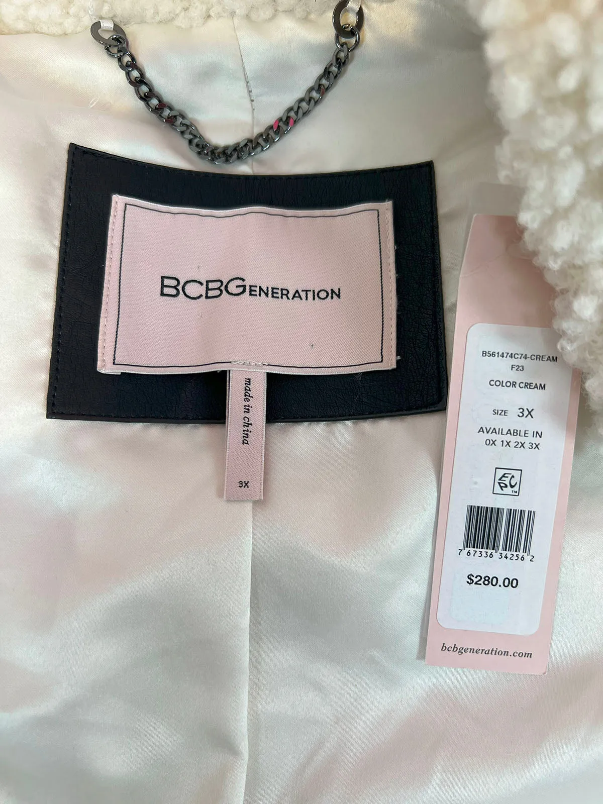 BCBGeneration Size 3X Ivory Teddy Coat NWT