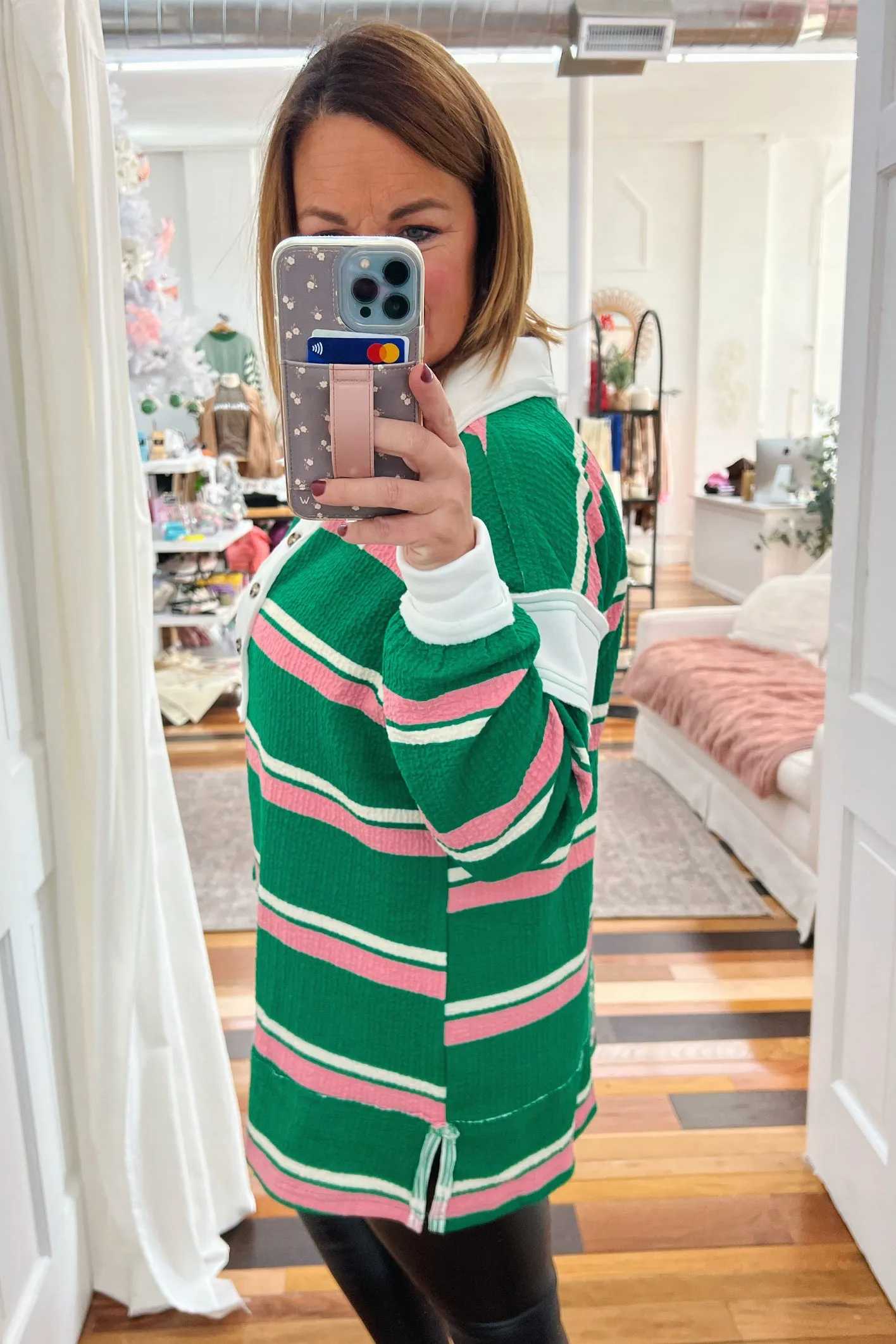 Blaire Striped Tunic Collared Top