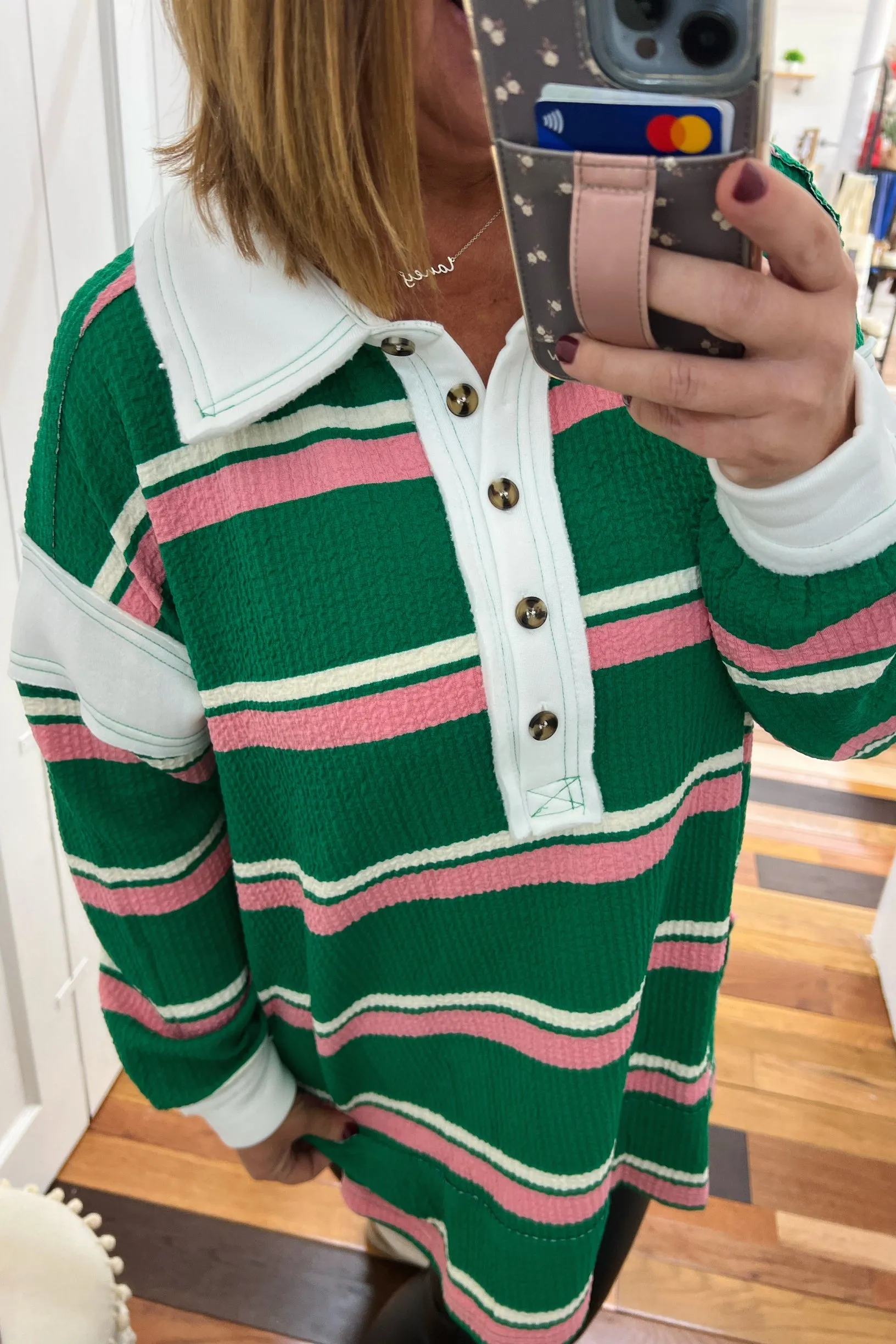 Blaire Striped Tunic Collared Top