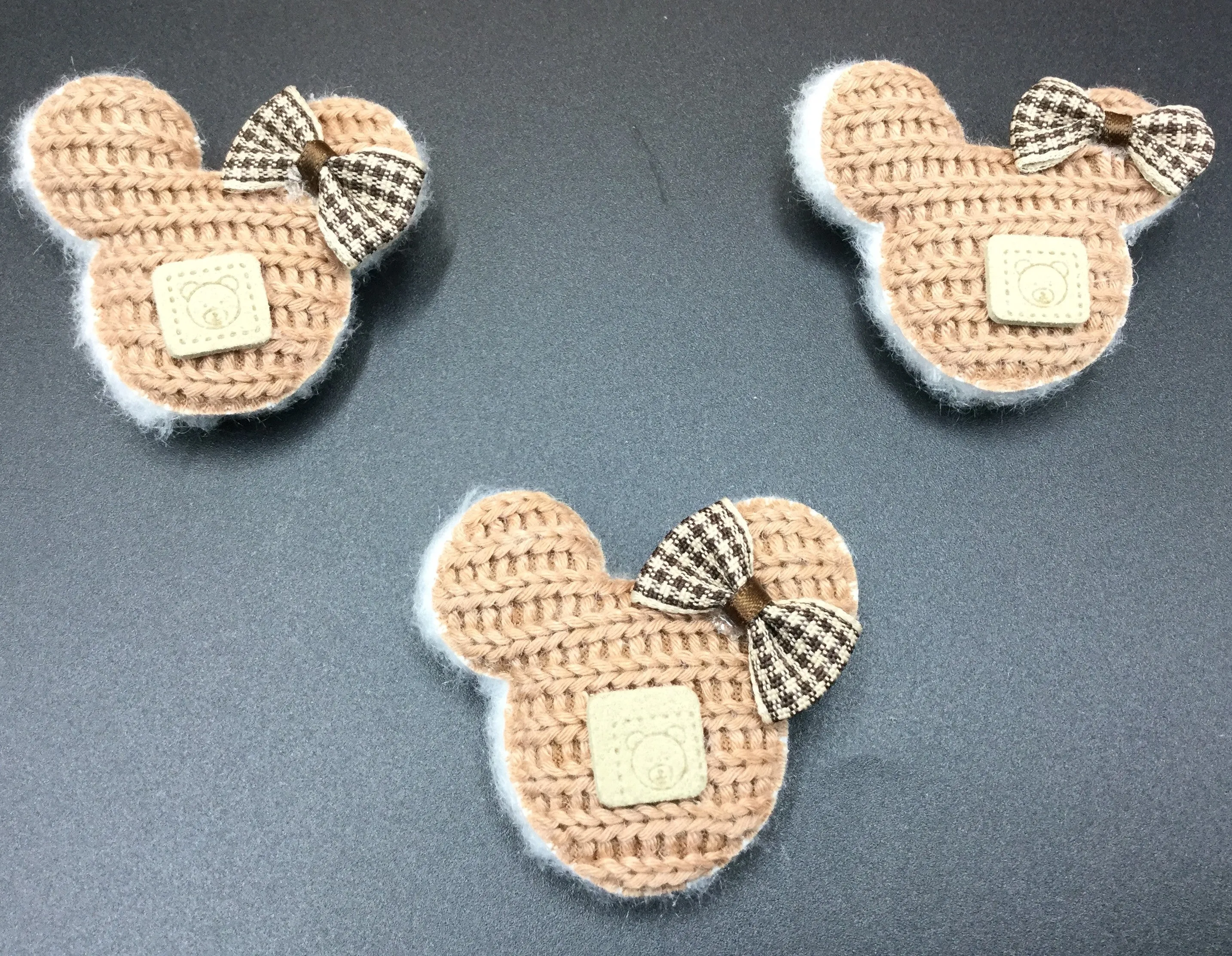 Brown Small Cute Soft Yarn Teddy Patches