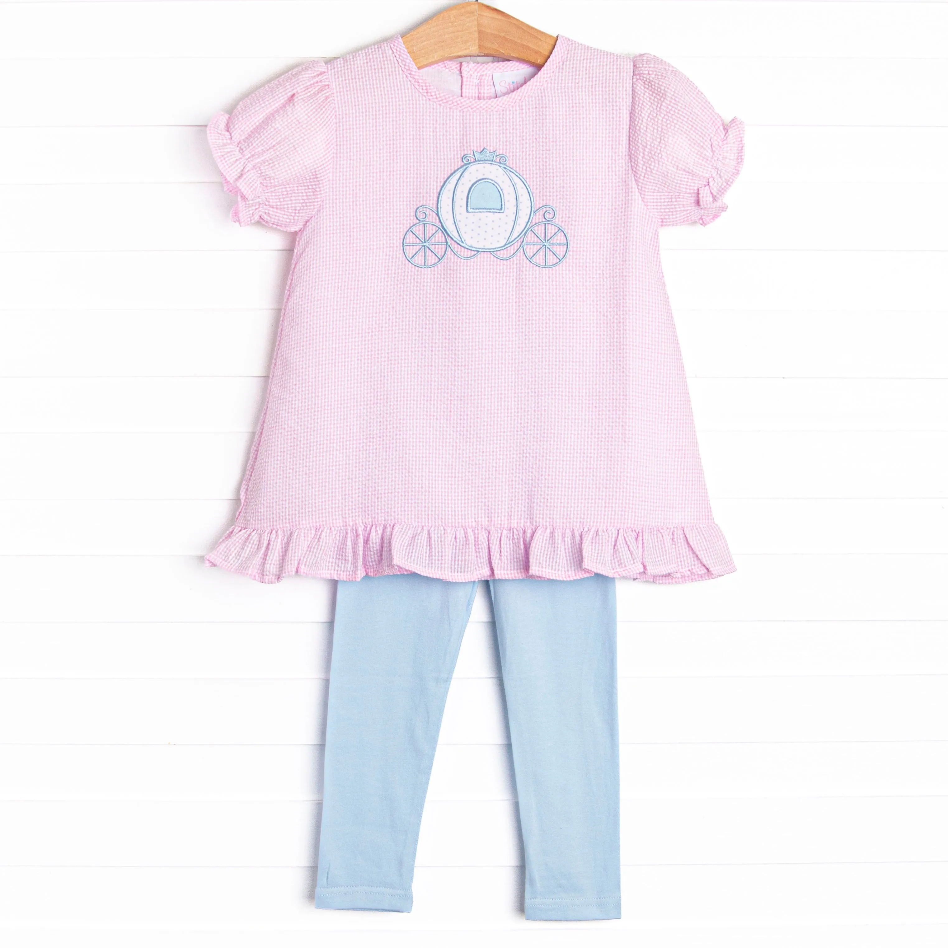 Carriage Cutie Applique Legging Set, Pink