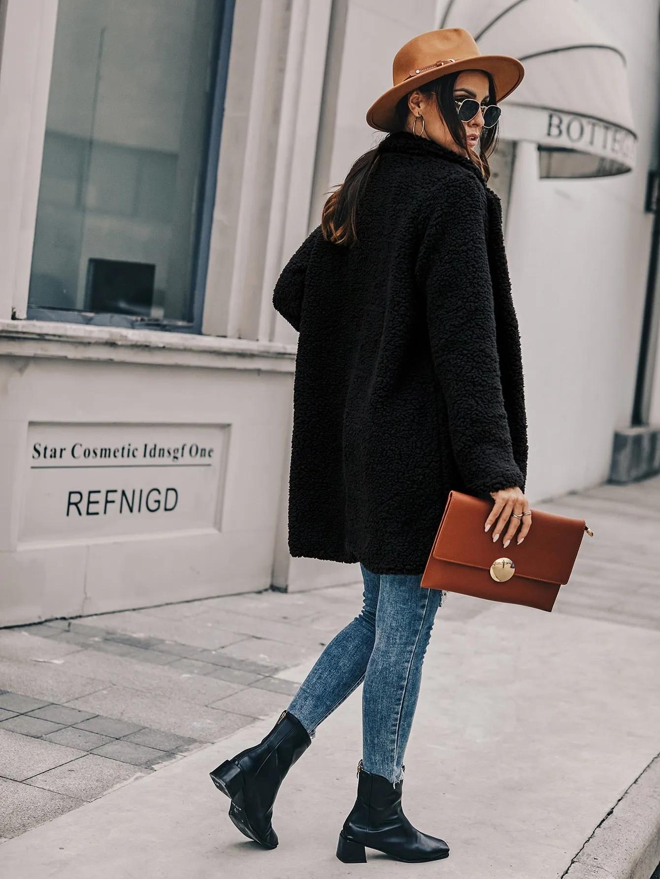 Casual Plain Long Sleeve Lapel Short Women Coat