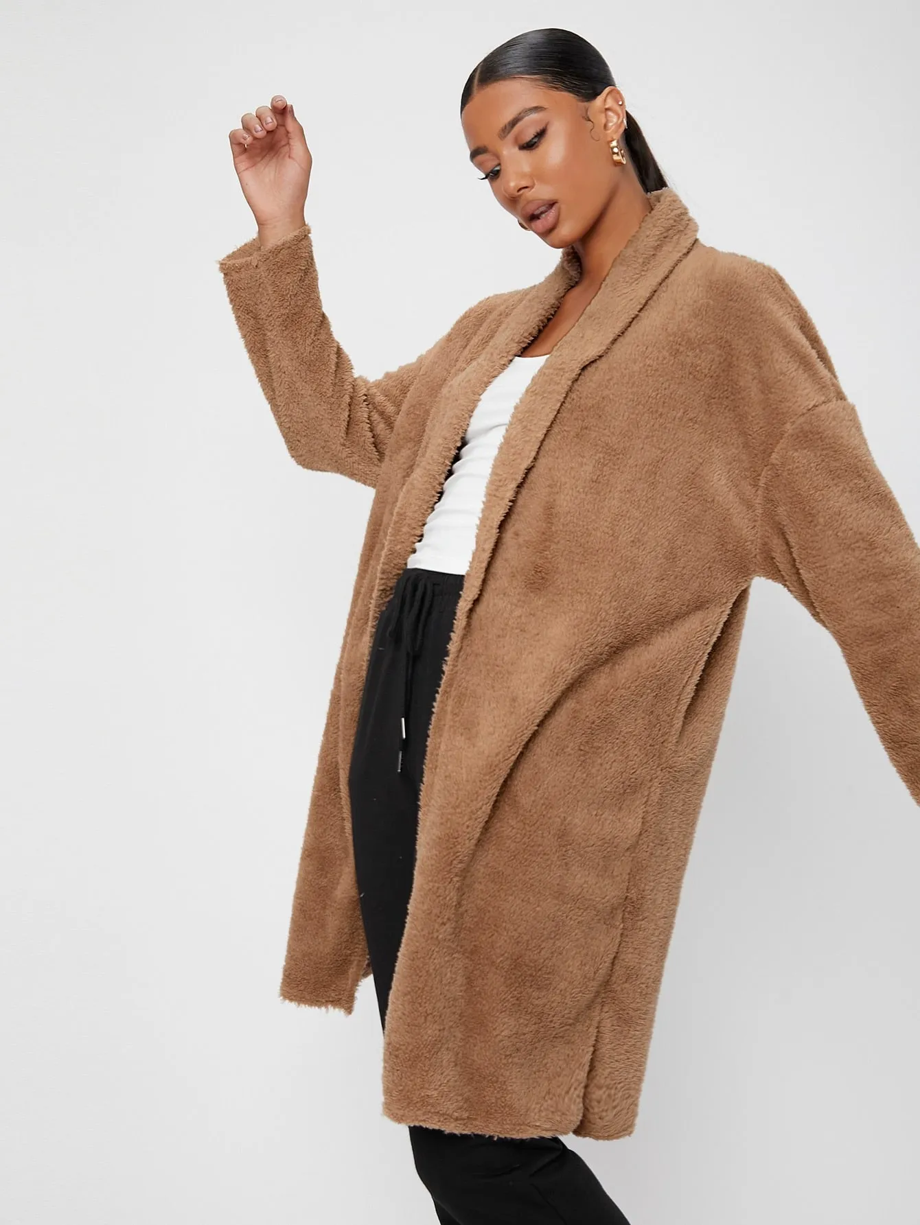 Casual Plain Long Sleeve Shawl Collar Short Women Coat