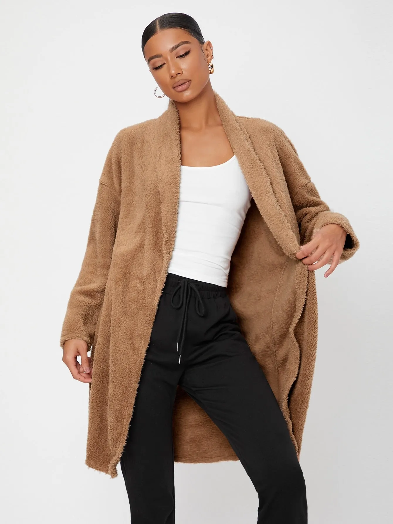 Casual Plain Long Sleeve Shawl Collar Short Women Coat