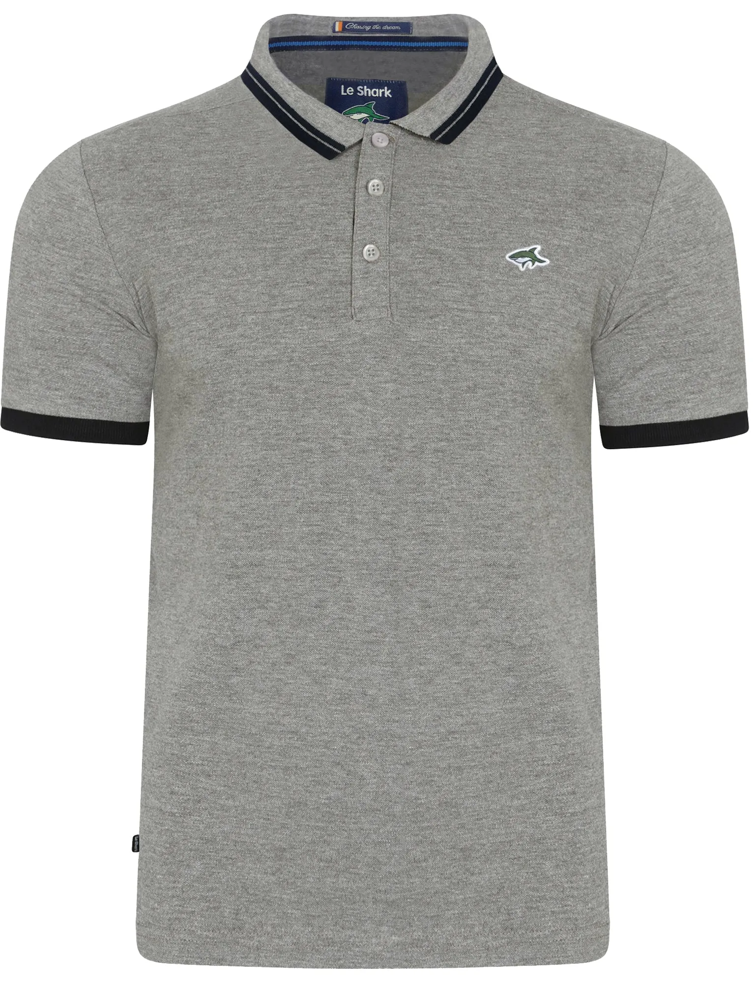 Dobins Piqué Polo Shirt in Light Grey Marl - Le Shark