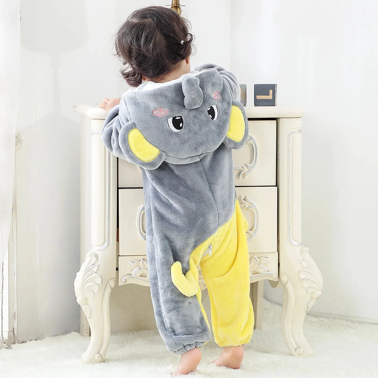Elephant Style Furr Warm Grey Romper 11909
