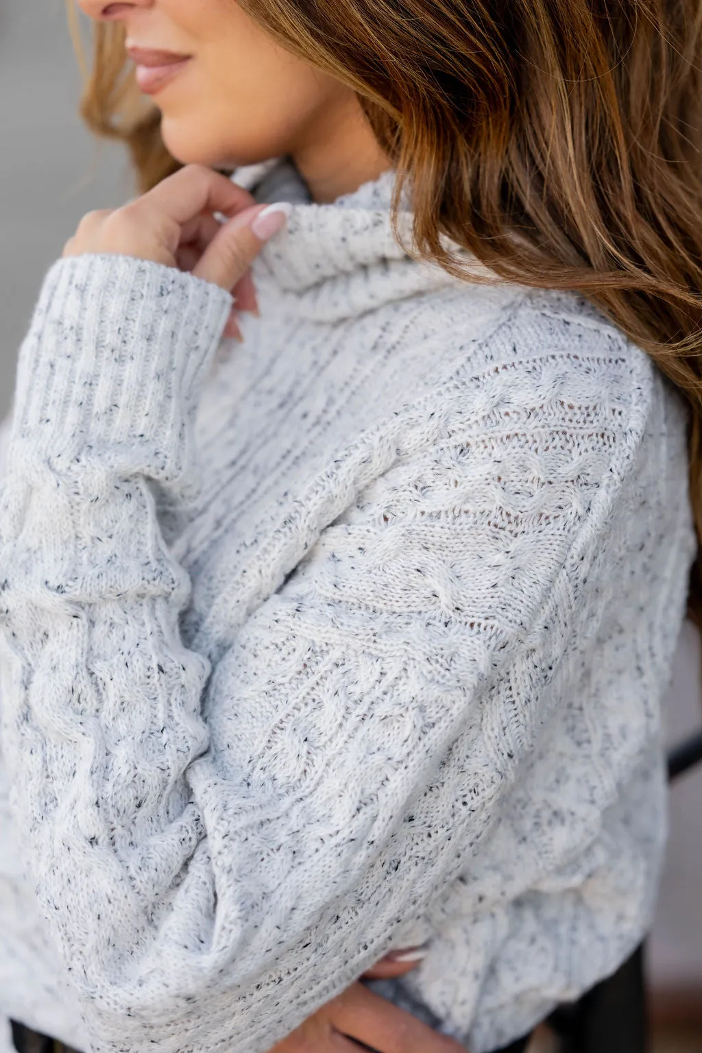 Flecked Cable Knit Sweater Dress