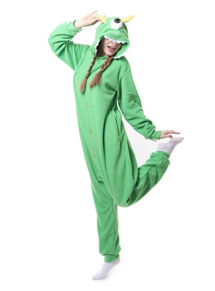 Green Flannel Eyed Monster Onesie Pajama Animal