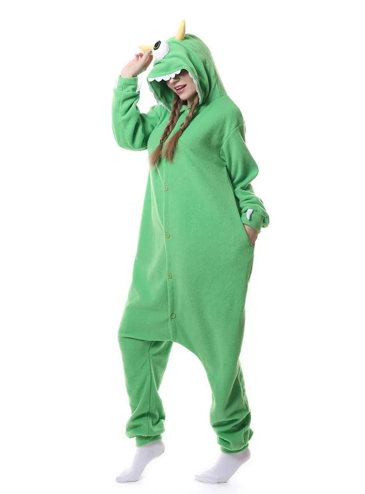 Green Flannel Eyed Monster Onesie Pajama Animal