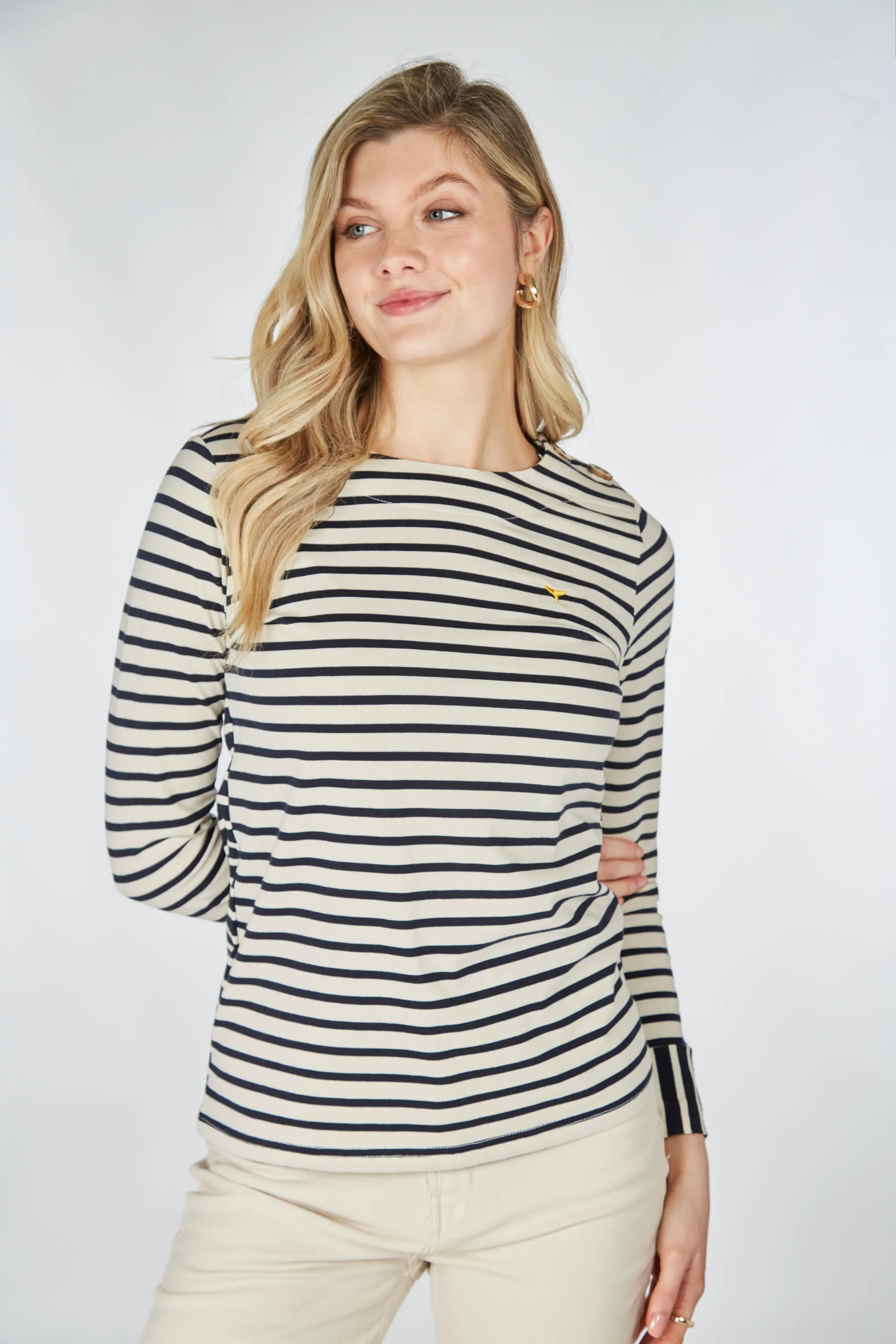 Henley Long Sleeve T-Shirt - White/Navy