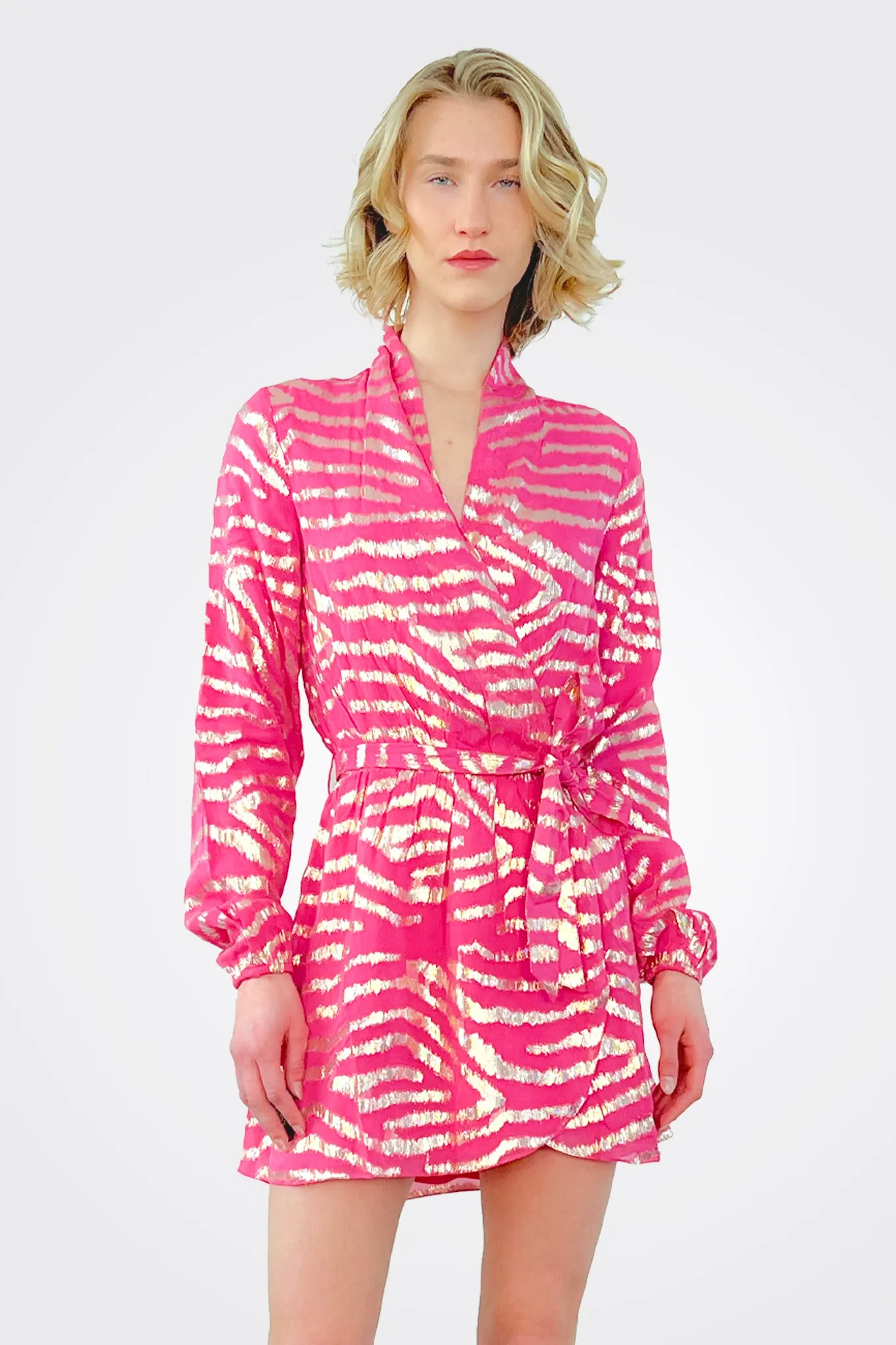 Lara Long Sleeve Mini Dress - Fuchsia