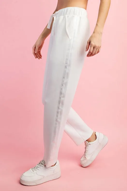 Modal Poly Span Jogger with Side Satin Detail Cream