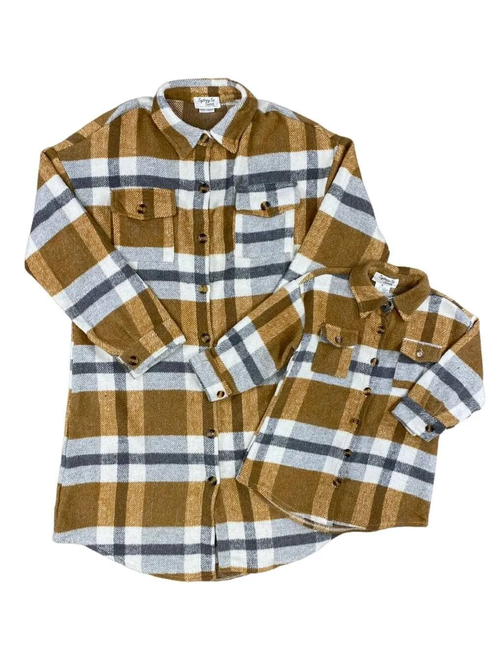 Mom and Me - Mustard Plaid Long Flannel Shacket