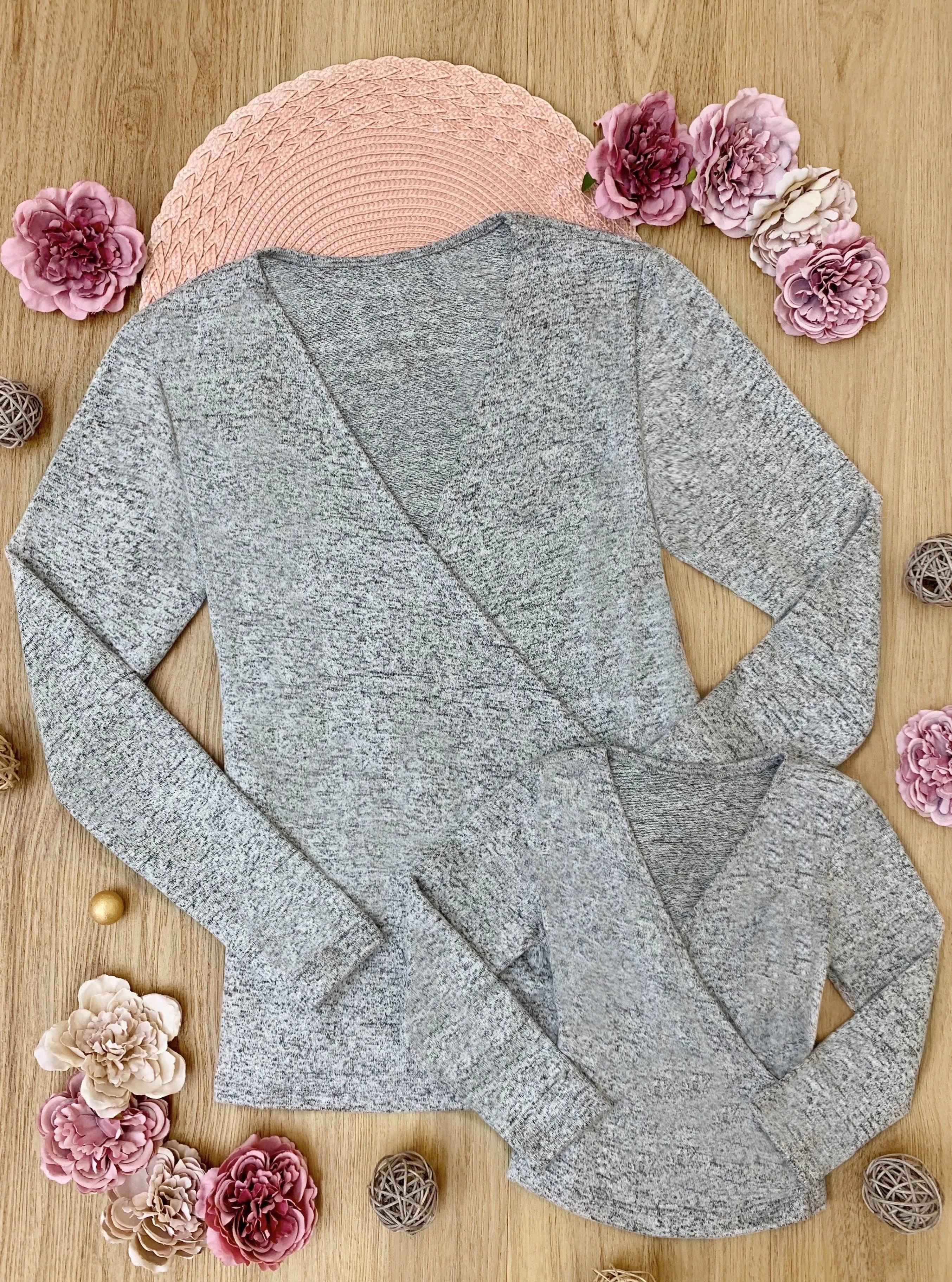 Mommy and Me Dress in Style Wrap Grey Top