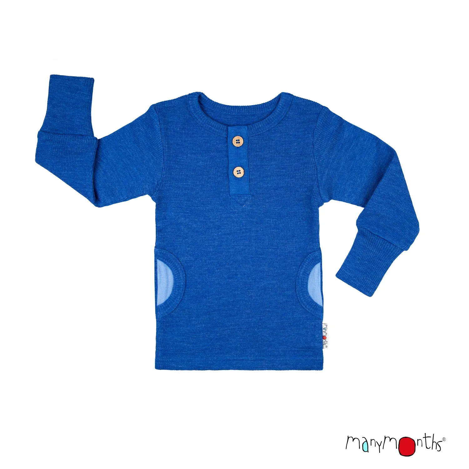 Natural Woollies Henley Long Sleeve T-Shirt with Pockets by ManyMonths