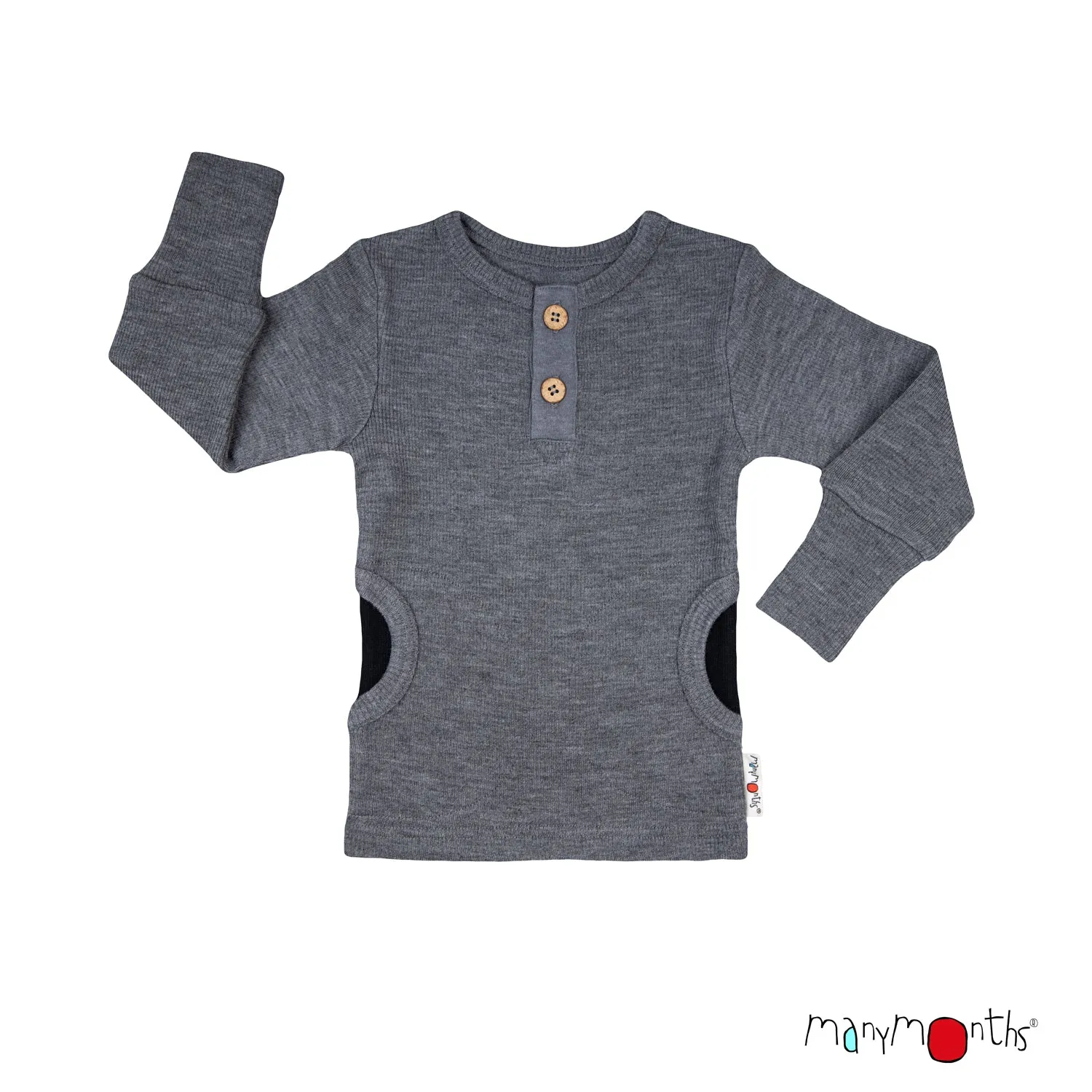 Natural Woollies Henley Long Sleeve T-Shirt with Pockets by ManyMonths