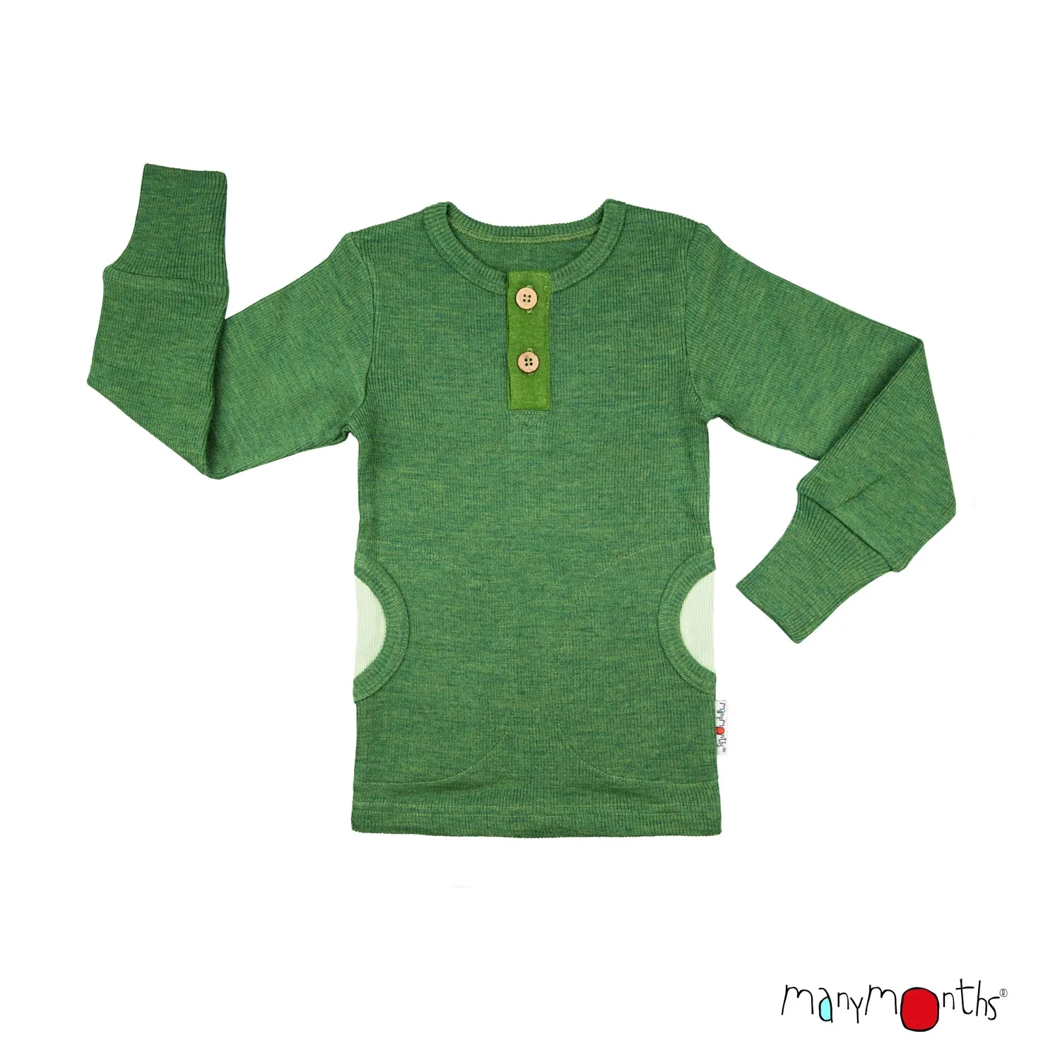 Natural Woollies Henley Long Sleeve T-Shirt with Pockets by ManyMonths
