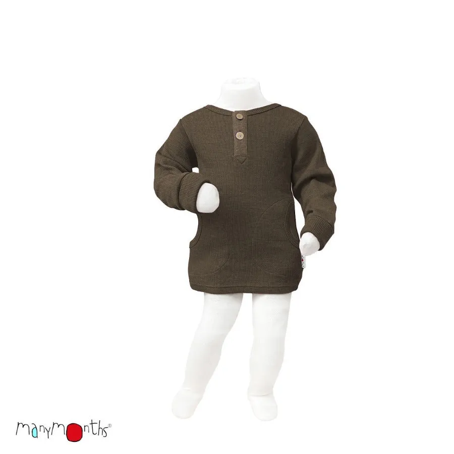 Natural Woollies Henley Long Sleeve T-Shirt with Pockets by ManyMonths