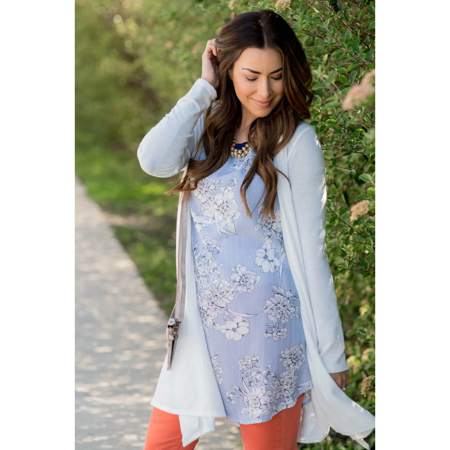 Navy Floral Seersucker Baseball Tee