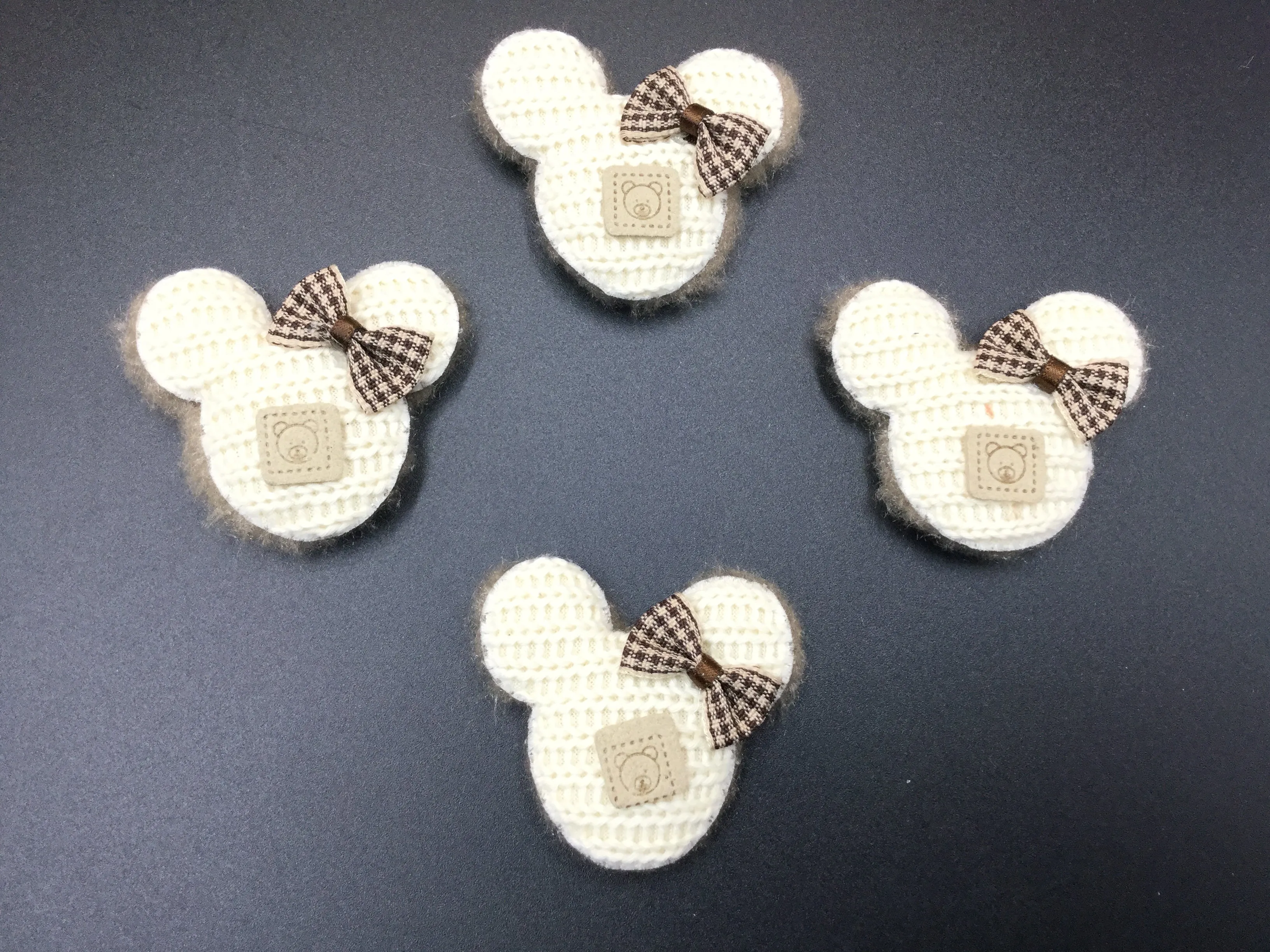 Off White & Brown Soft Yarn Teddy Patches