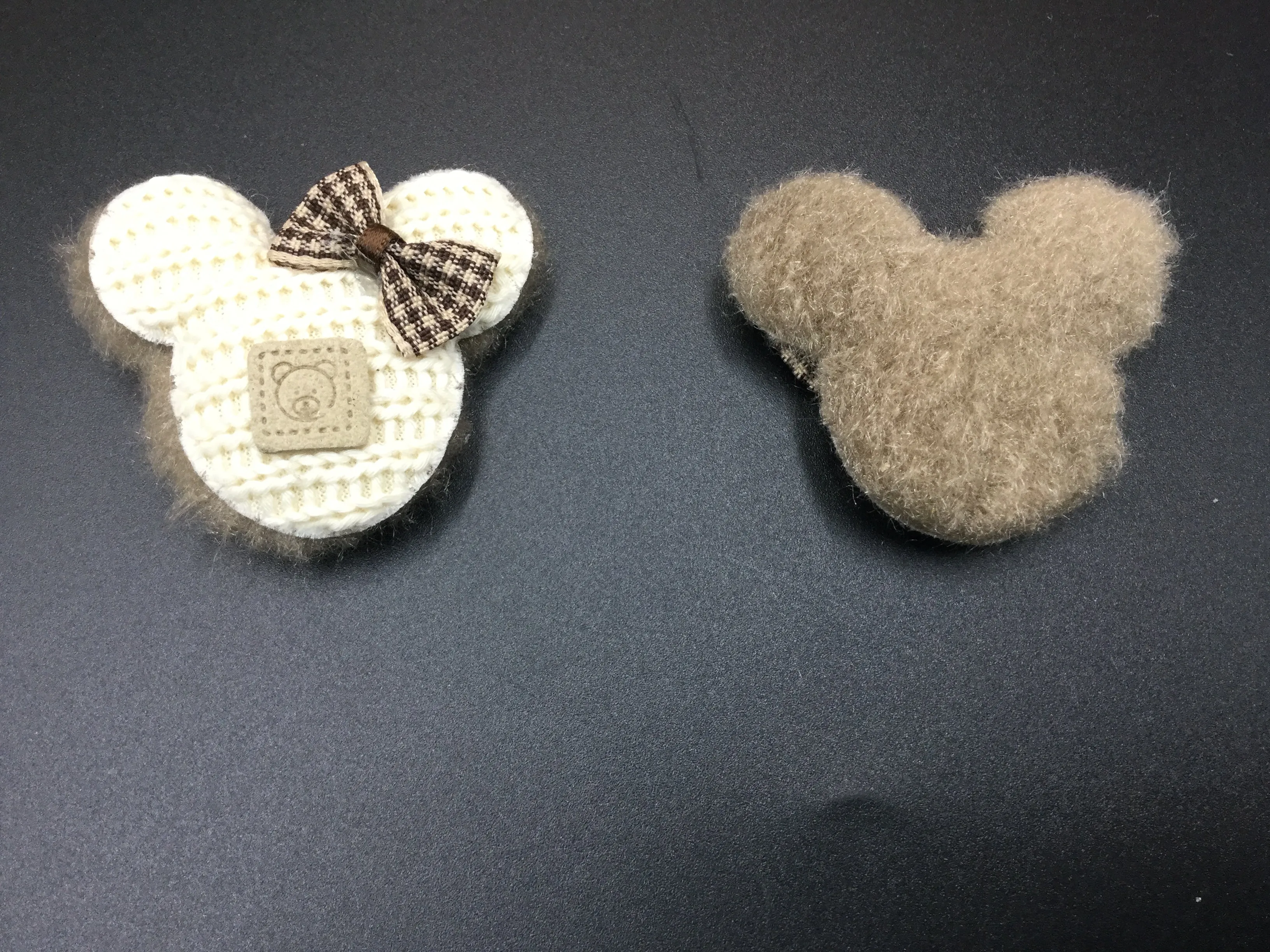 Off White & Brown Soft Yarn Teddy Patches