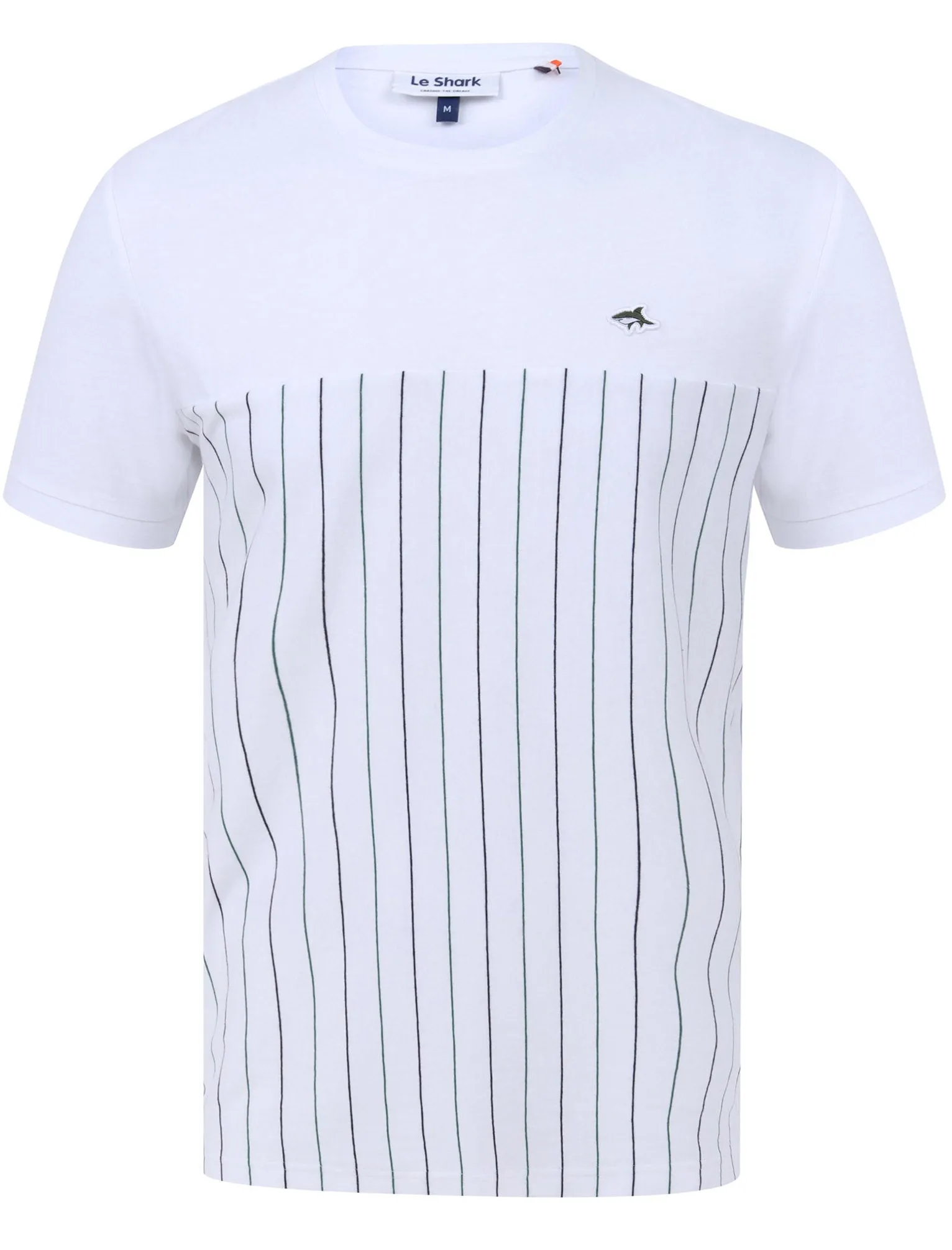 Overhill Pinstripe Cotton Jersey T-Shirt in Bright White - Le Shark