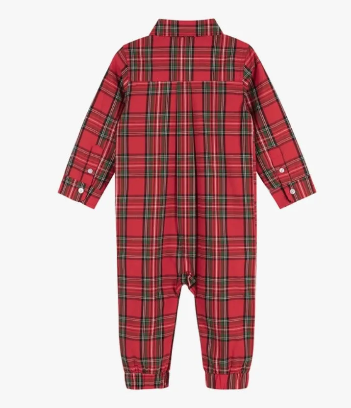 Plaid Flannel Romper - Red Holiday Plaid