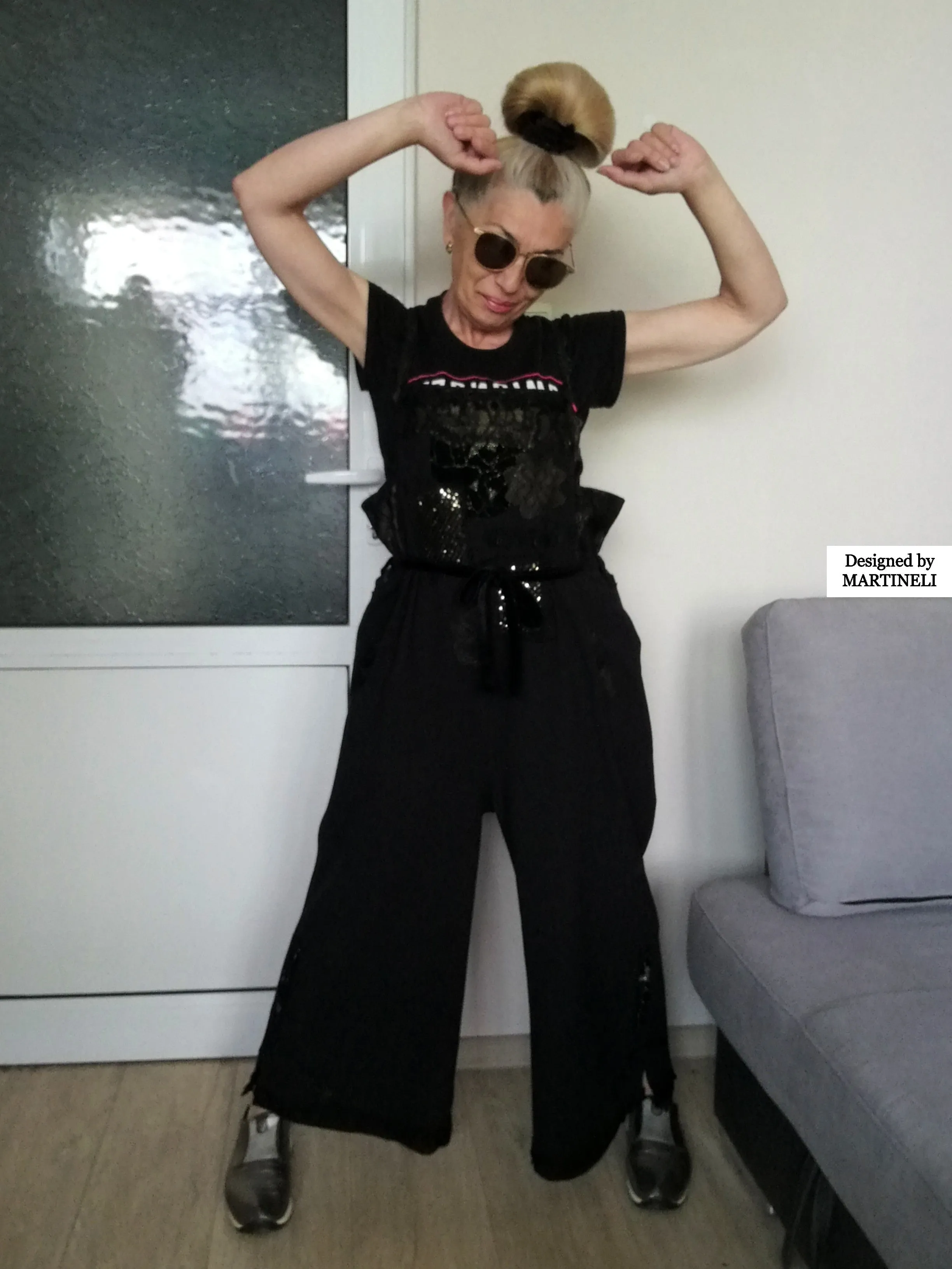 Plus Size Black Jumpsuit XL/2XL Loose Summer Overall