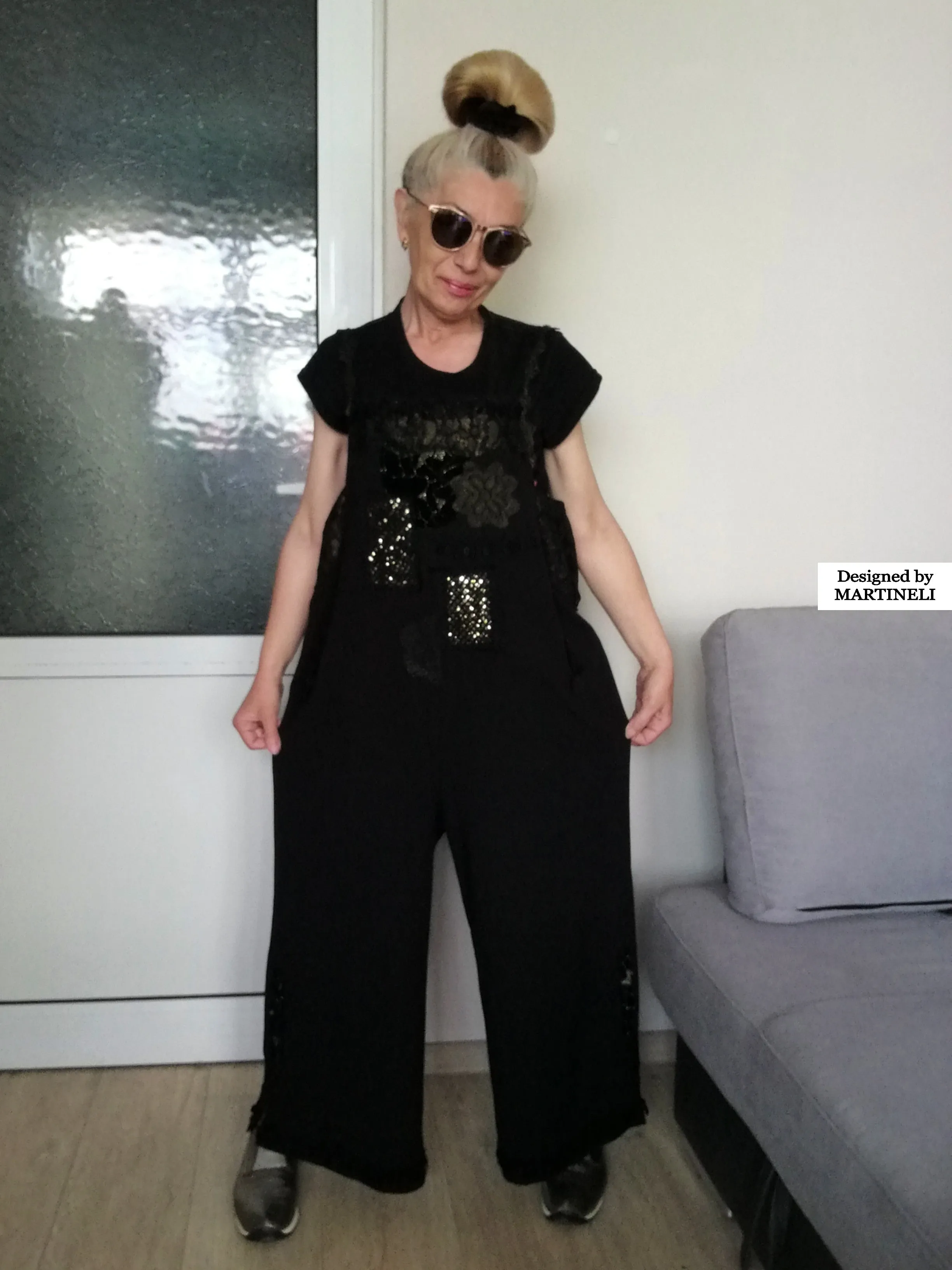 Plus Size Black Jumpsuit XL/2XL Loose Summer Overall