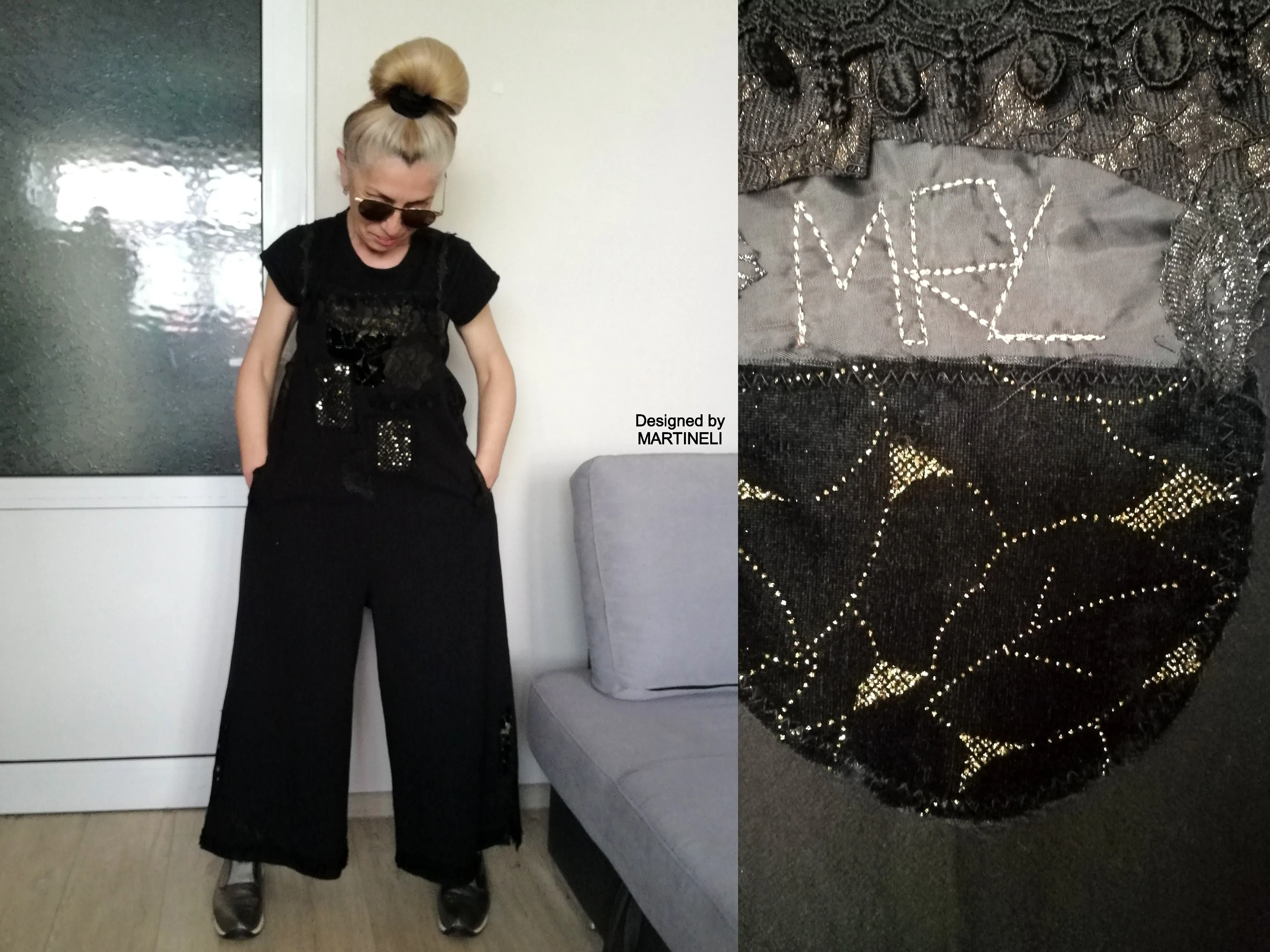 Plus Size Black Jumpsuit XL/2XL Loose Summer Overall