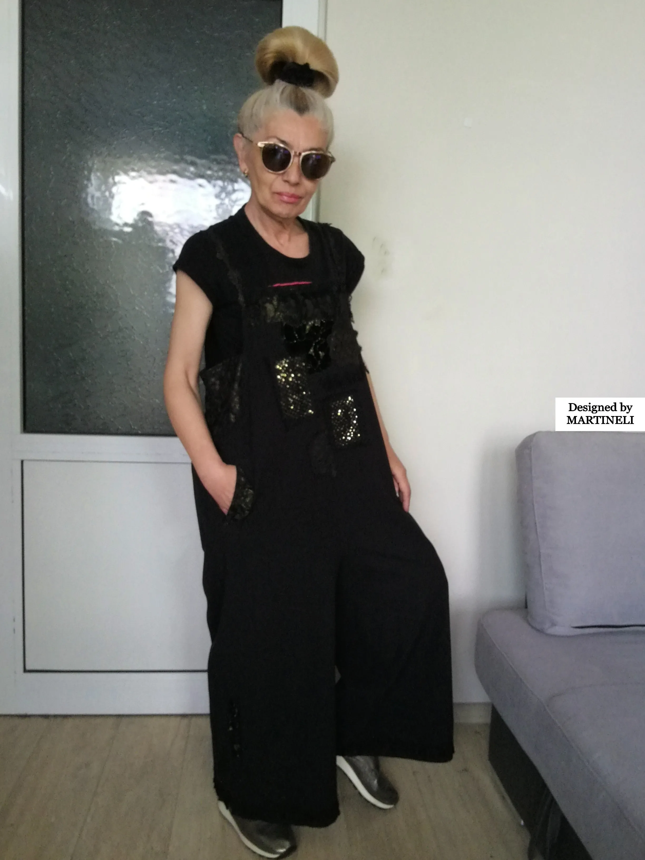 Plus Size Black Jumpsuit XL/2XL Loose Summer Overall