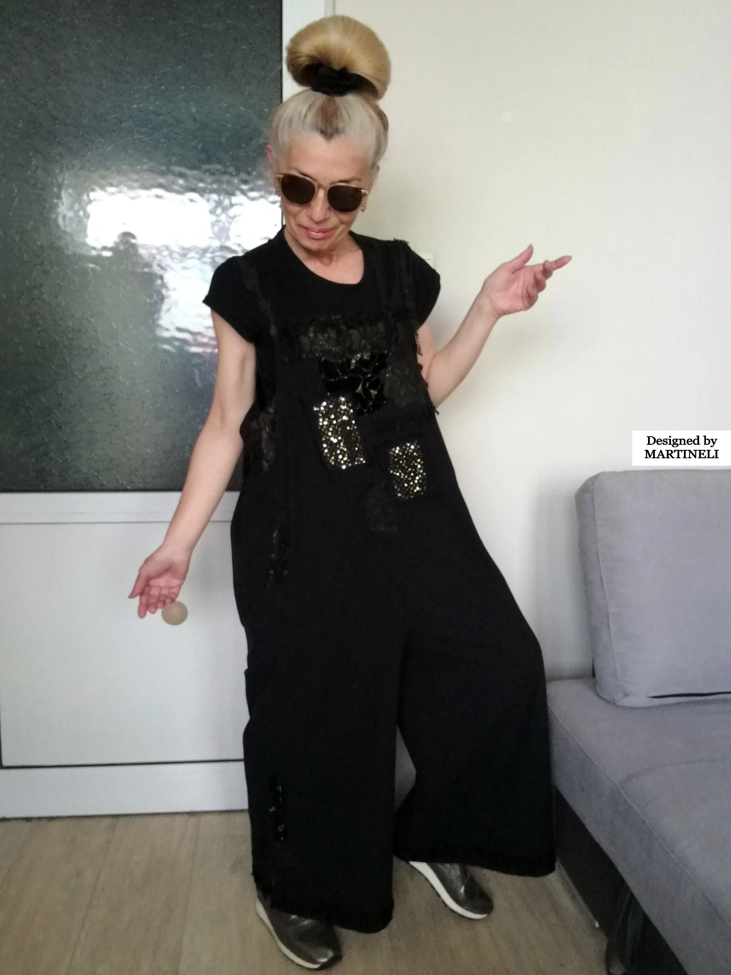 Plus Size Black Jumpsuit XL/2XL Loose Summer Overall