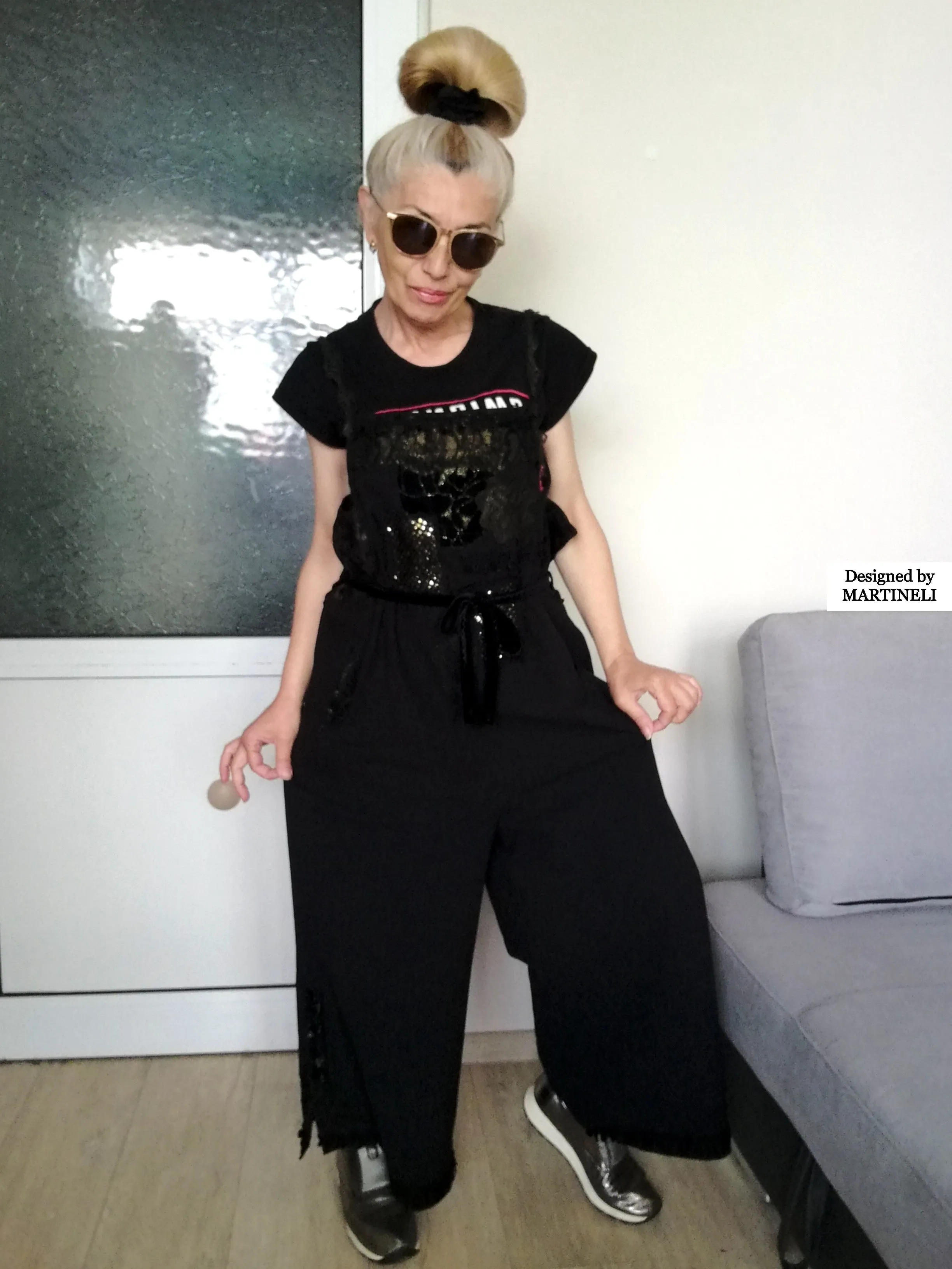 Plus Size Black Jumpsuit XL/2XL Loose Summer Overall