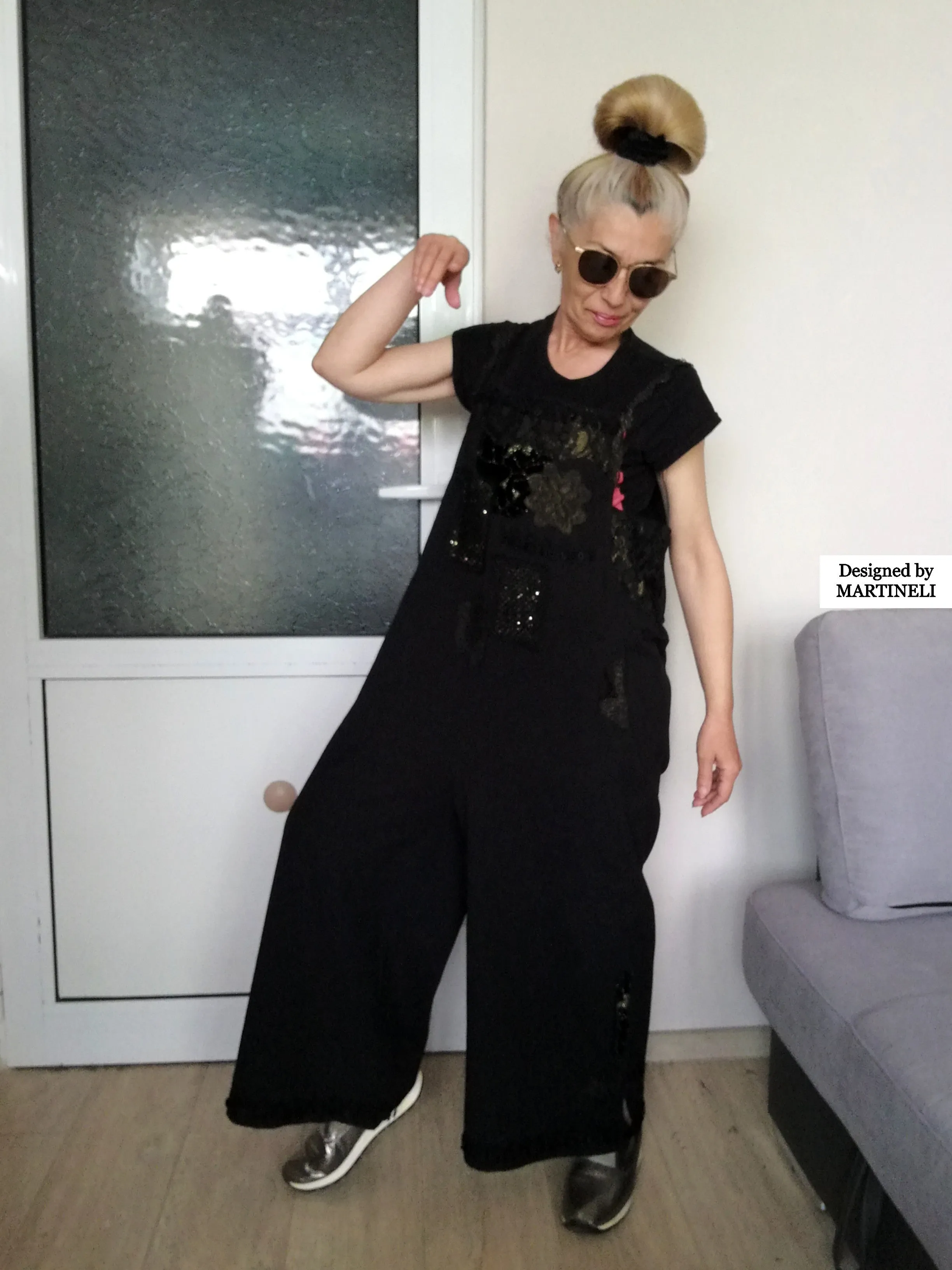 Plus Size Black Jumpsuit XL/2XL Loose Summer Overall