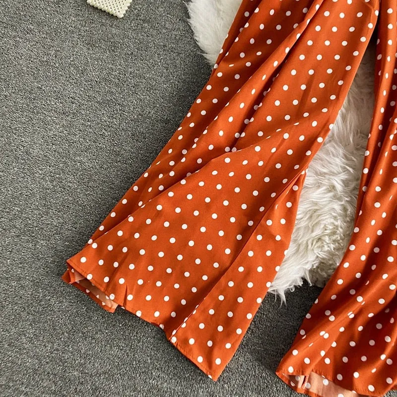Polka Dot Print Jumpsuit - multiple colors
