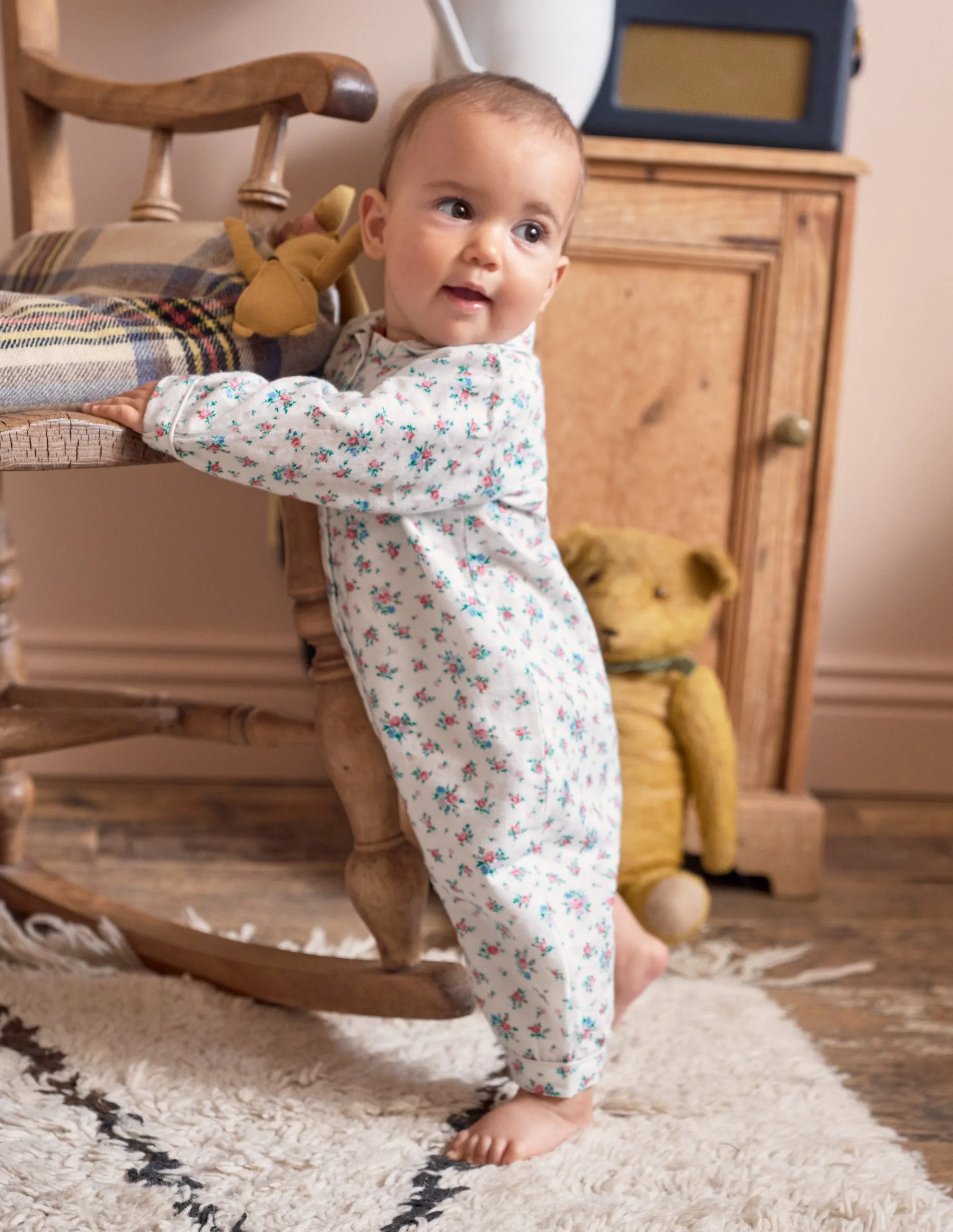 Polly Romper-Ivory Rose Sprig